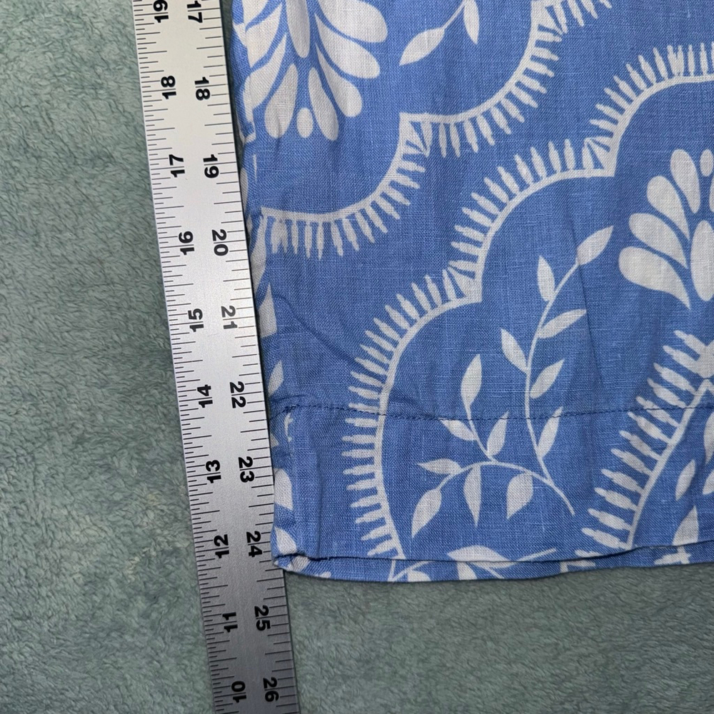 Women's Joie Blue & White Paisley Linen Wide Leg Pull-on Capri Pants XL - Picture 8 of 9